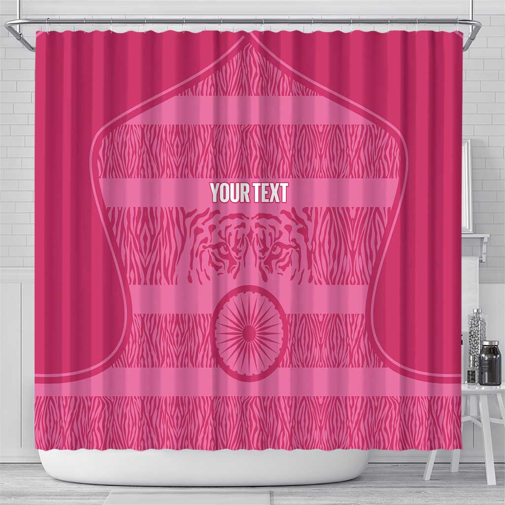 Custom India Football 2026 Shower Curtain Come On Blue Tigresses - Pink Version