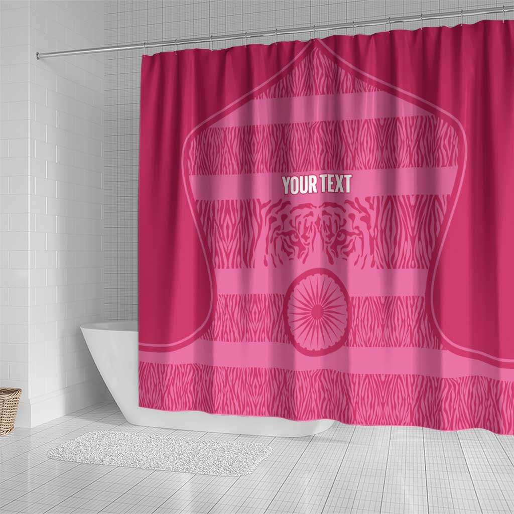Custom India Football 2026 Shower Curtain Come On Blue Tigresses - Pink Version