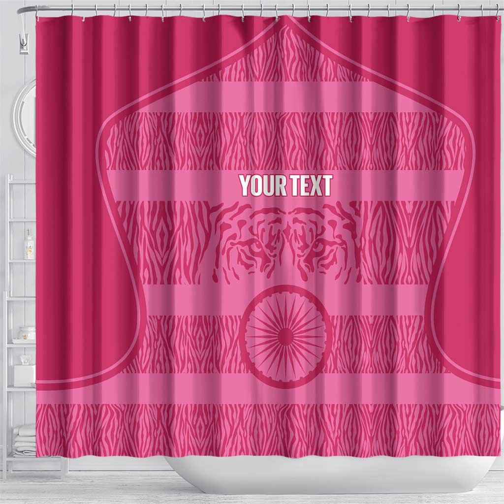 Custom India Football 2026 Shower Curtain Come On Blue Tigresses - Pink Version