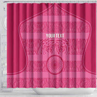 Custom India Football 2026 Shower Curtain Come On Blue Tigresses - Pink Version