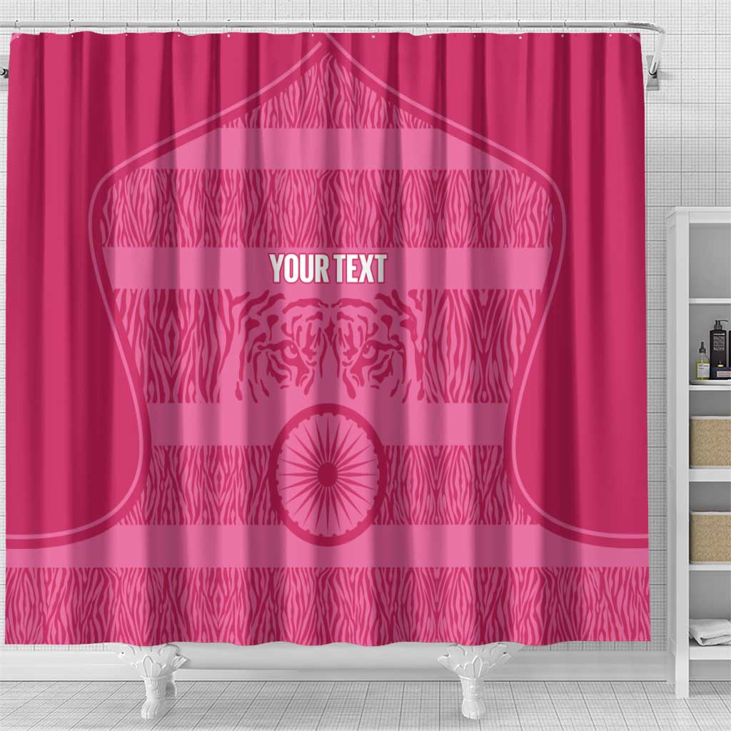 Custom India Football 2026 Shower Curtain Come On Blue Tigresses - Pink Version