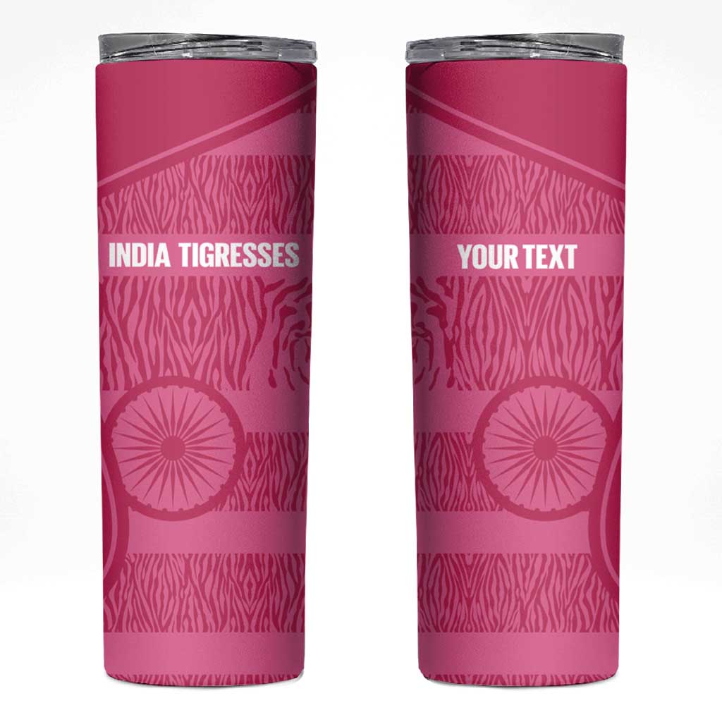Custom India Football 2026 Skinny Tumbler Come On Blue Tigresses - Pink Version