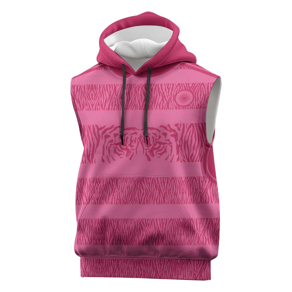 Custom India Football 2026 Sleeveless Hoodie Come On Blue Tigresses - Pink Version