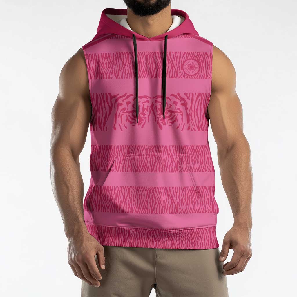 Custom India Football 2026 Sleeveless Hoodie Come On Blue Tigresses - Pink Version