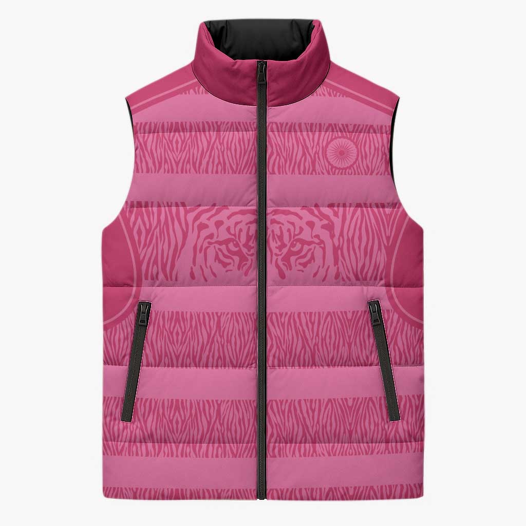 Custom India Football 2026 Sleeveless Puffer Jacket Come On Blue Tigresses - Pink Version