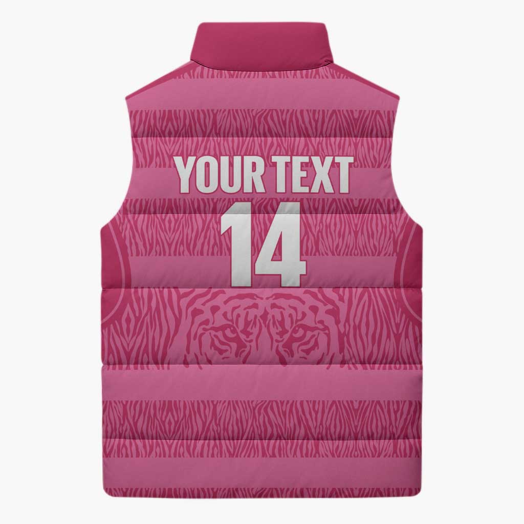 Custom India Football 2026 Sleeveless Puffer Jacket Come On Blue Tigresses - Pink Version