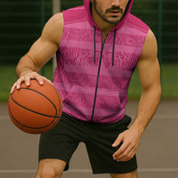 Custom India Football 2026 Sleeveless Zip Hoodie Come On Blue Tigresses - Pink Version