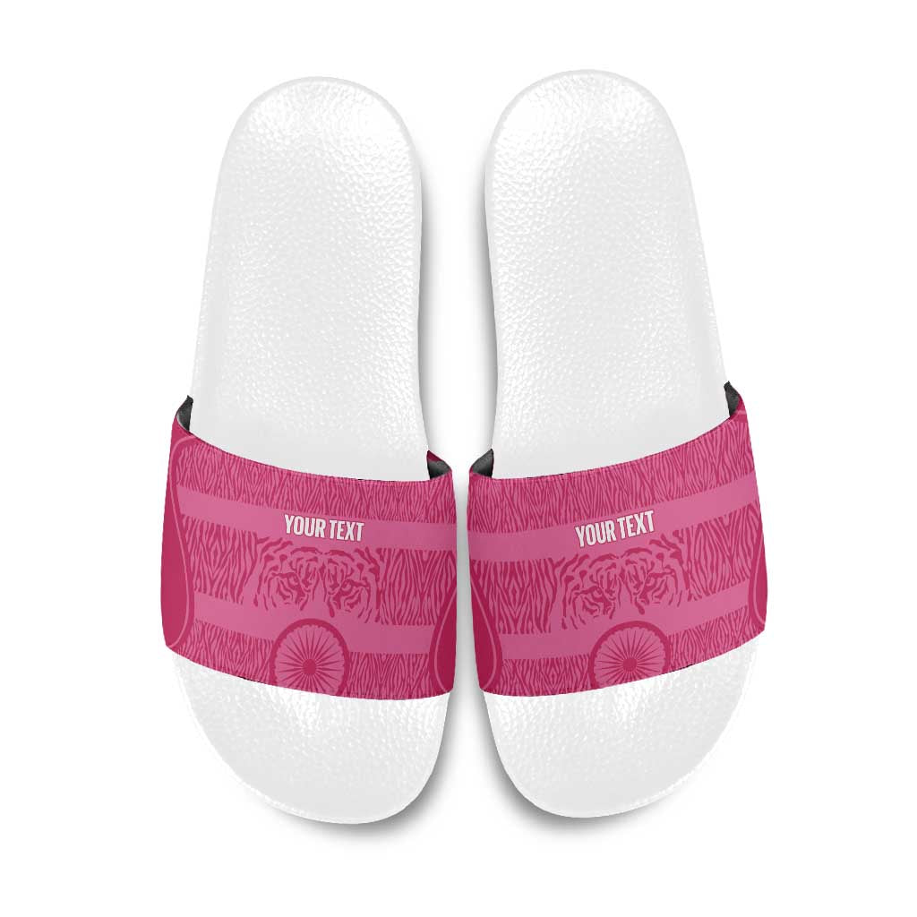 Custom India Football 2026 Slide Sandals Come On Blue Tigresses - Pink Version