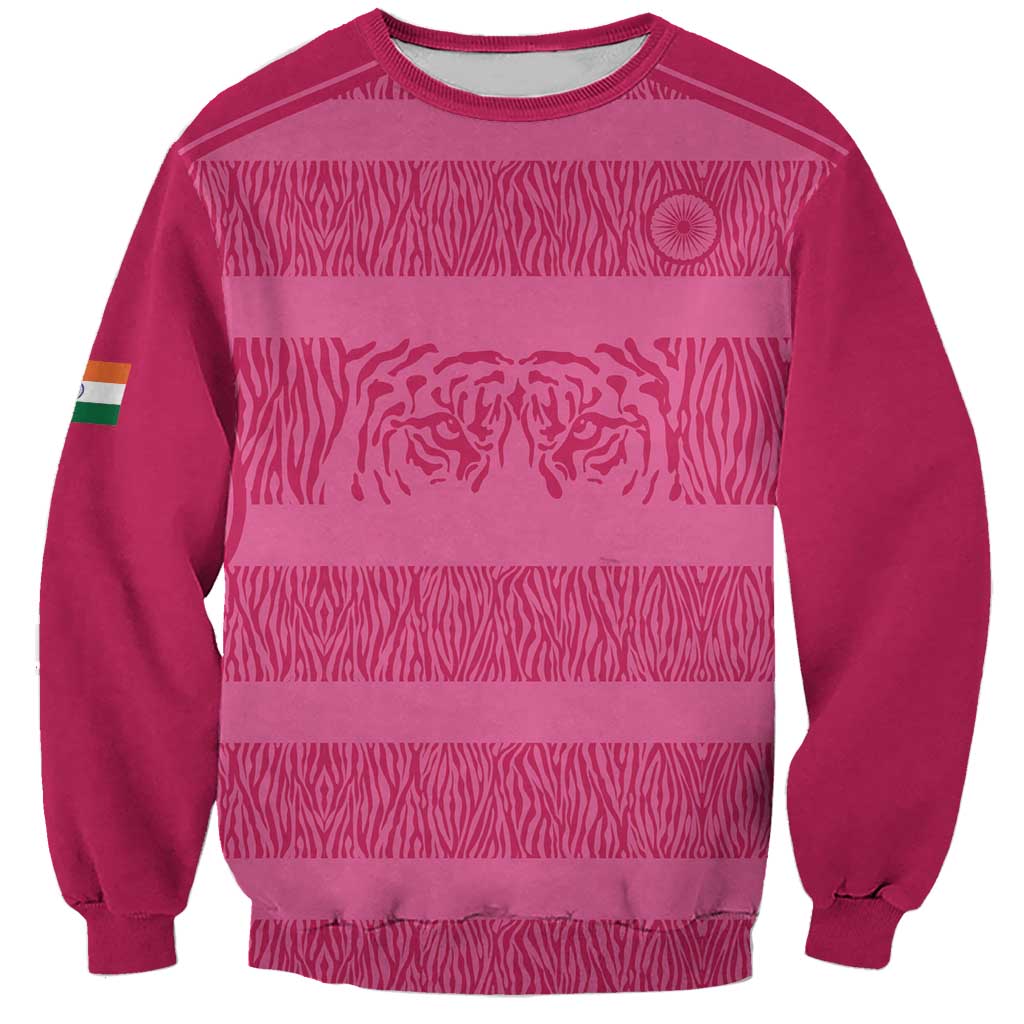 Custom India Football 2026 Sweatshirt Come On Blue Tigresses - Pink Version
