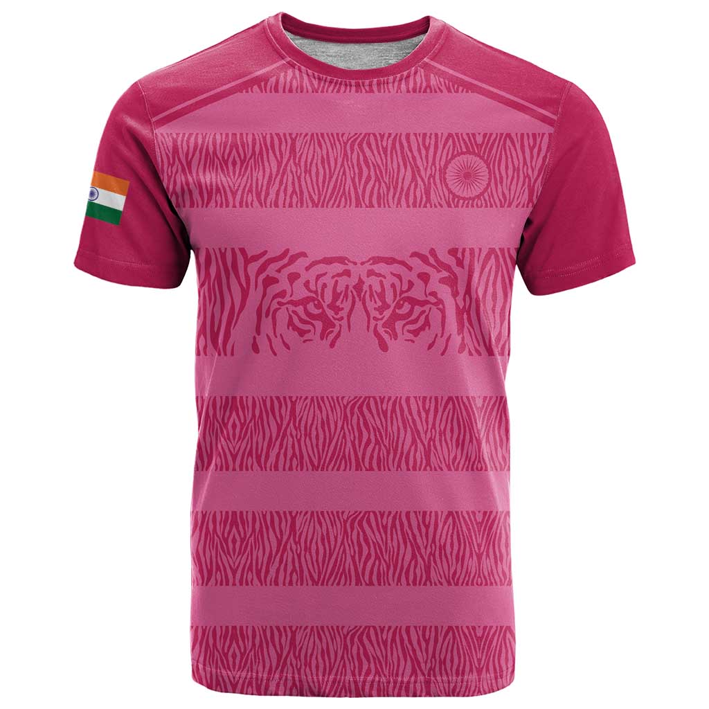Custom India Football 2026 T Shirt Come On Blue Tigresses - Pink Version