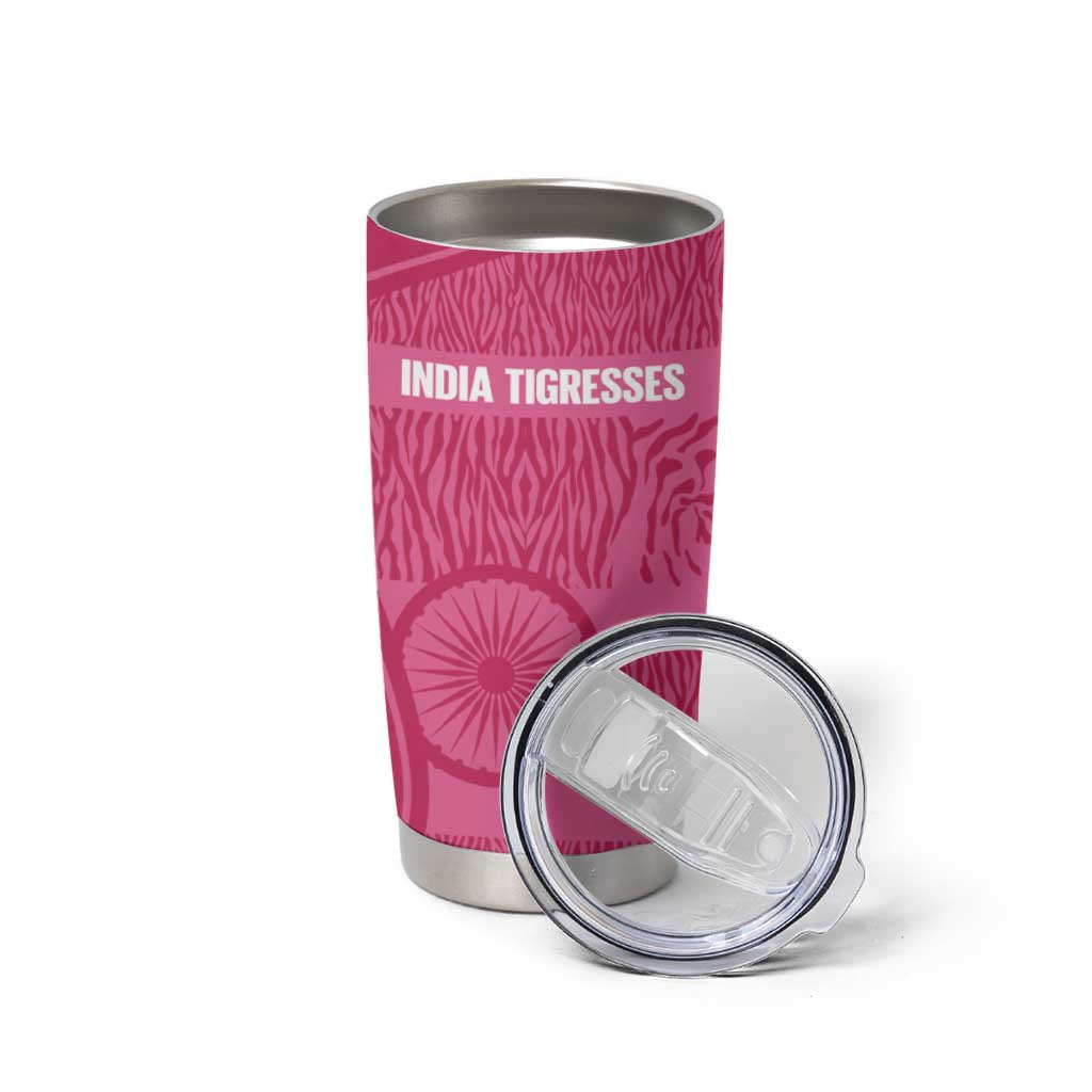 Custom India Football 2026 Tumbler Cup Come On Blue Tigresses - Pink Version