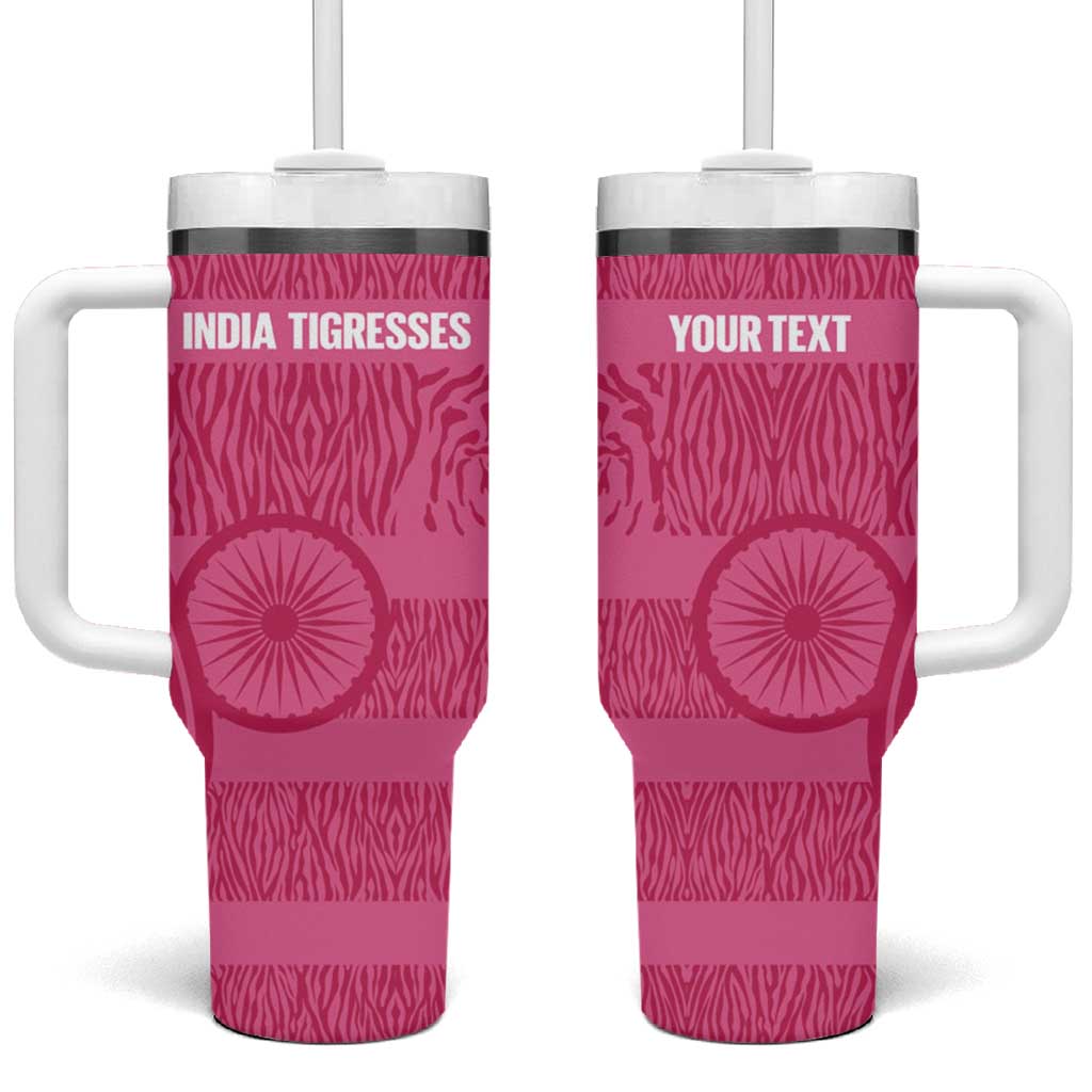 Custom India Football 2026 Tumbler With Handle Come On Blue Tigresses - Pink Version