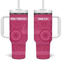 Custom India Football 2026 Tumbler With Handle Come On Blue Tigresses - Pink Version