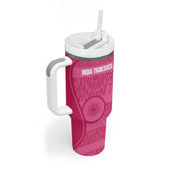Custom India Football 2026 Tumbler With Handle Come On Blue Tigresses - Pink Version