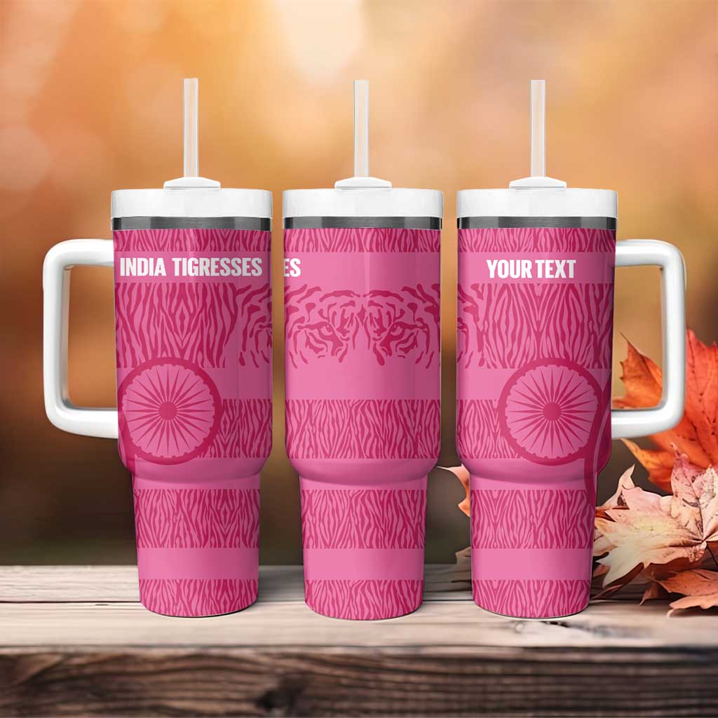 Custom India Football 2026 Tumbler With Handle Come On Blue Tigresses - Pink Version