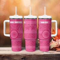 Custom India Football 2026 Tumbler With Handle Come On Blue Tigresses - Pink Version