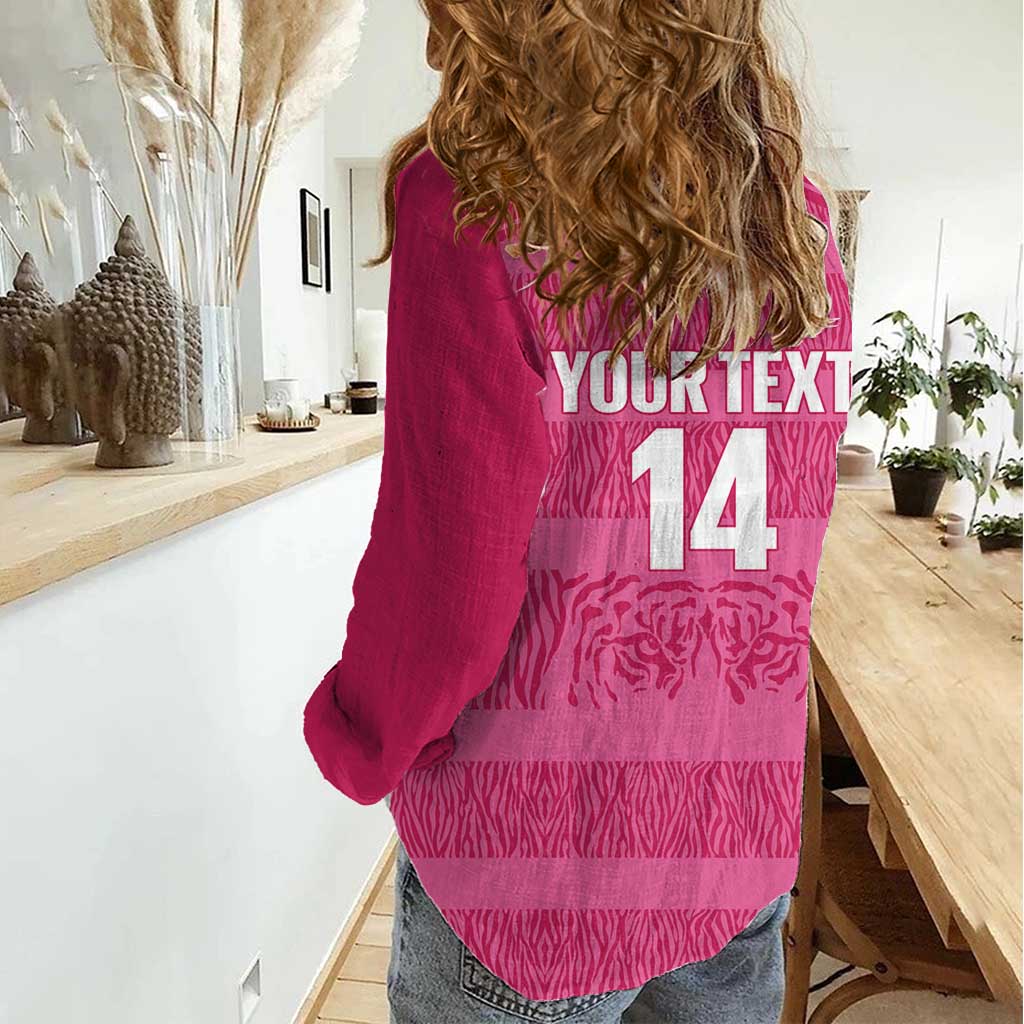Custom India Football 2026 Women Casual Shirt Come On Blue Tigresses - Pink Version