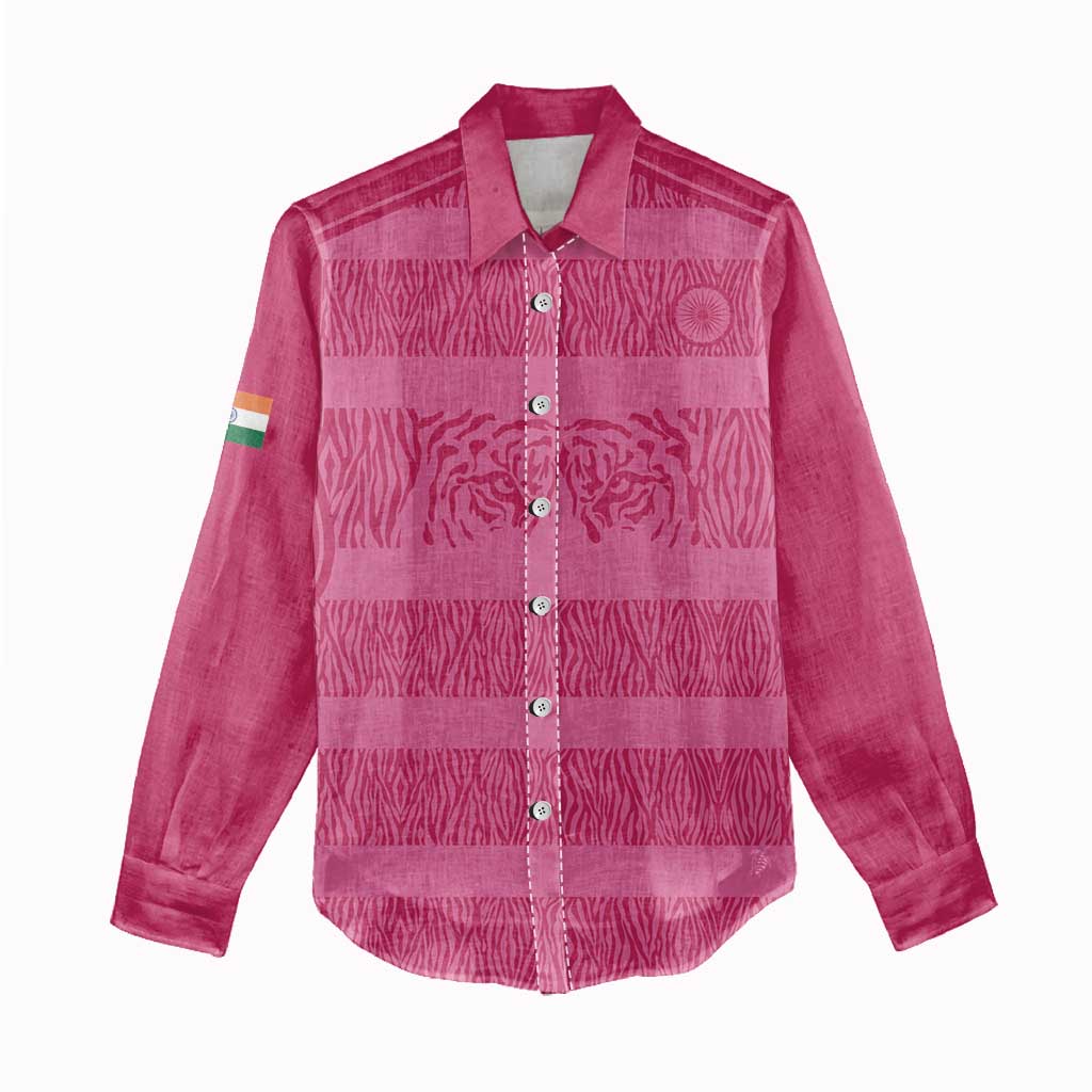 Custom India Football 2026 Women Casual Shirt Come On Blue Tigresses - Pink Version