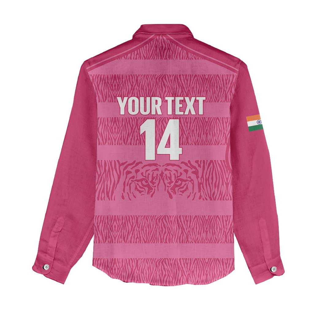Custom India Football 2026 Women Casual Shirt Come On Blue Tigresses - Pink Version