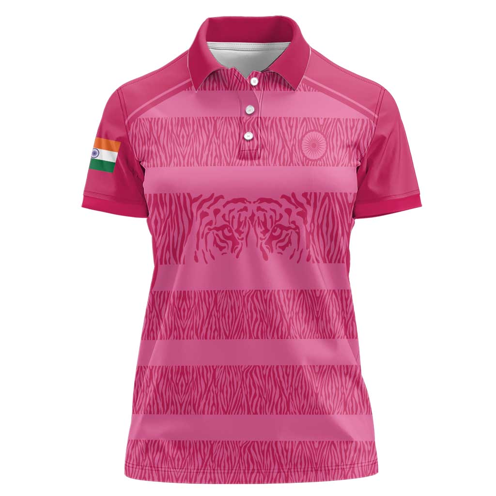 Custom India Football 2026 Women Polo Shirt Come On Blue Tigresses - Pink Version
