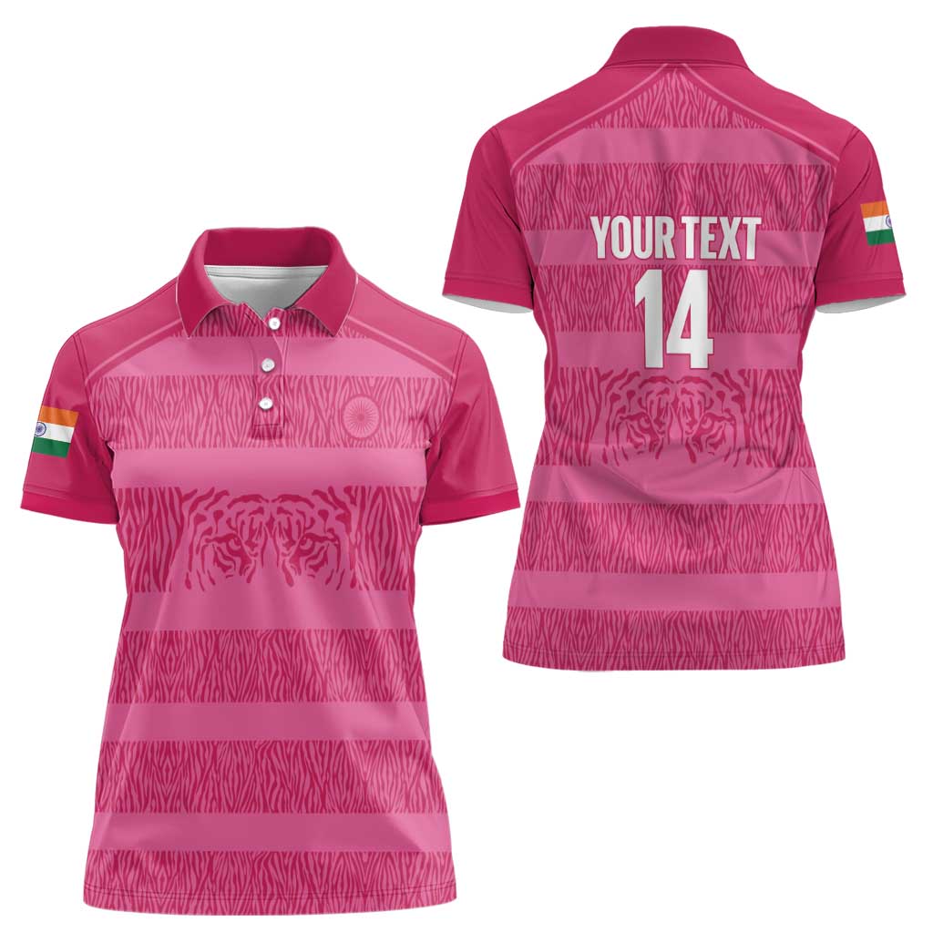 Custom India Football 2026 Women Polo Shirt Come On Blue Tigresses - Pink Version