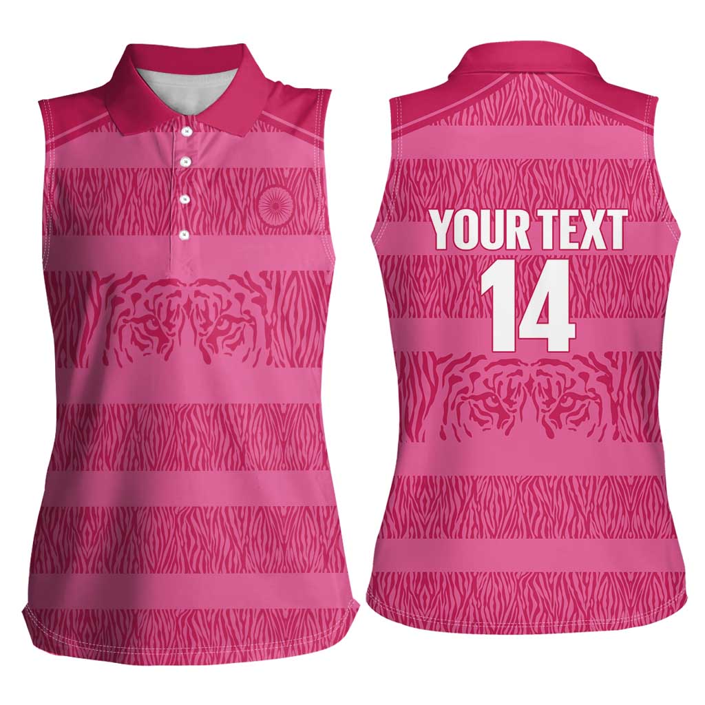 Custom India Football 2026 Women Sleeveless Polo Shirt Come On Blue Tigresses - Pink Version