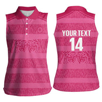 Custom India Football 2026 Women Sleeveless Polo Shirt Come On Blue Tigresses - Pink Version