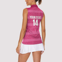 Custom India Football 2026 Women Sleeveless Polo Shirt Come On Blue Tigresses - Pink Version