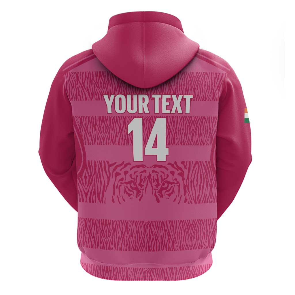 Custom India Football 2026 Zip Hoodie Come On Blue Tigresses - Pink Version