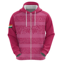 Custom India Football 2026 Zip Hoodie Come On Blue Tigresses - Pink Version