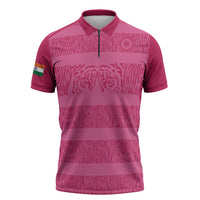 Custom India Football 2026 Zipper Polo Shirt Come On Blue Tigresses - Pink Version
