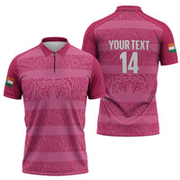Custom India Football 2026 Zipper Polo Shirt Come On Blue Tigresses - Pink Version