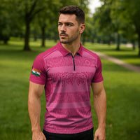 Custom India Football 2026 Zipper Polo Shirt Come On Blue Tigresses - Pink Version