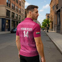 Custom India Football 2026 Zipper Polo Shirt Come On Blue Tigresses - Pink Version