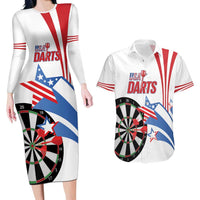 Custom United States Darts Couples Matching Long Sleeve Bodycon Dress and Hawaiian Shirt USA Go Champions