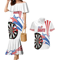 Custom United States Darts Couples Matching Mermaid Dress and Hawaiian Shirt USA Go Champions