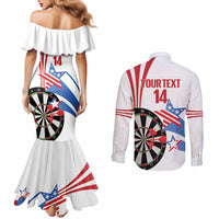 Custom United States Darts Couples Matching Mermaid Dress and Long Sleeve Button Shirt USA Go Champions
