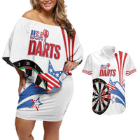 Custom United States Darts Couples Matching Off Shoulder Short Dress and Hawaiian Shirt USA Go Champions