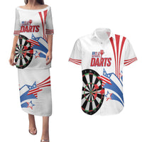 Custom United States Darts Couples Matching Puletasi and Hawaiian Shirt USA Go Champions