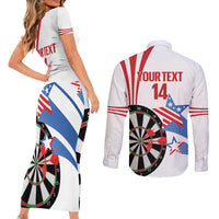 Custom United States Darts Couples Matching Short Sleeve Bodycon Dress and Long Sleeve Button Shirt USA Go Champions
