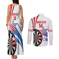 Custom United States Darts Couples Matching Tank Maxi Dress and Long Sleeve Button Shirt USA Go Champions