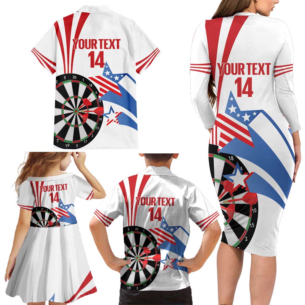 Custom United States Darts Family Matching Long Sleeve Bodycon Dress and Hawaiian Shirt USA Go Champions