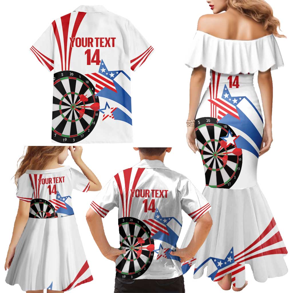 Custom United States Darts Family Matching Mermaid Dress and Hawaiian Shirt USA Go Champions