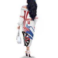 Custom United States Darts Family Matching Off The Shoulder Long Sleeve Dress and Hawaiian Shirt USA Go Champions