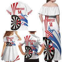 Custom United States Darts Family Matching Off Shoulder Maxi Dress and Hawaiian Shirt USA Go Champions