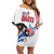 Custom United States Darts Family Matching Off Shoulder Short Dress and Hawaiian Shirt USA Go Champions
