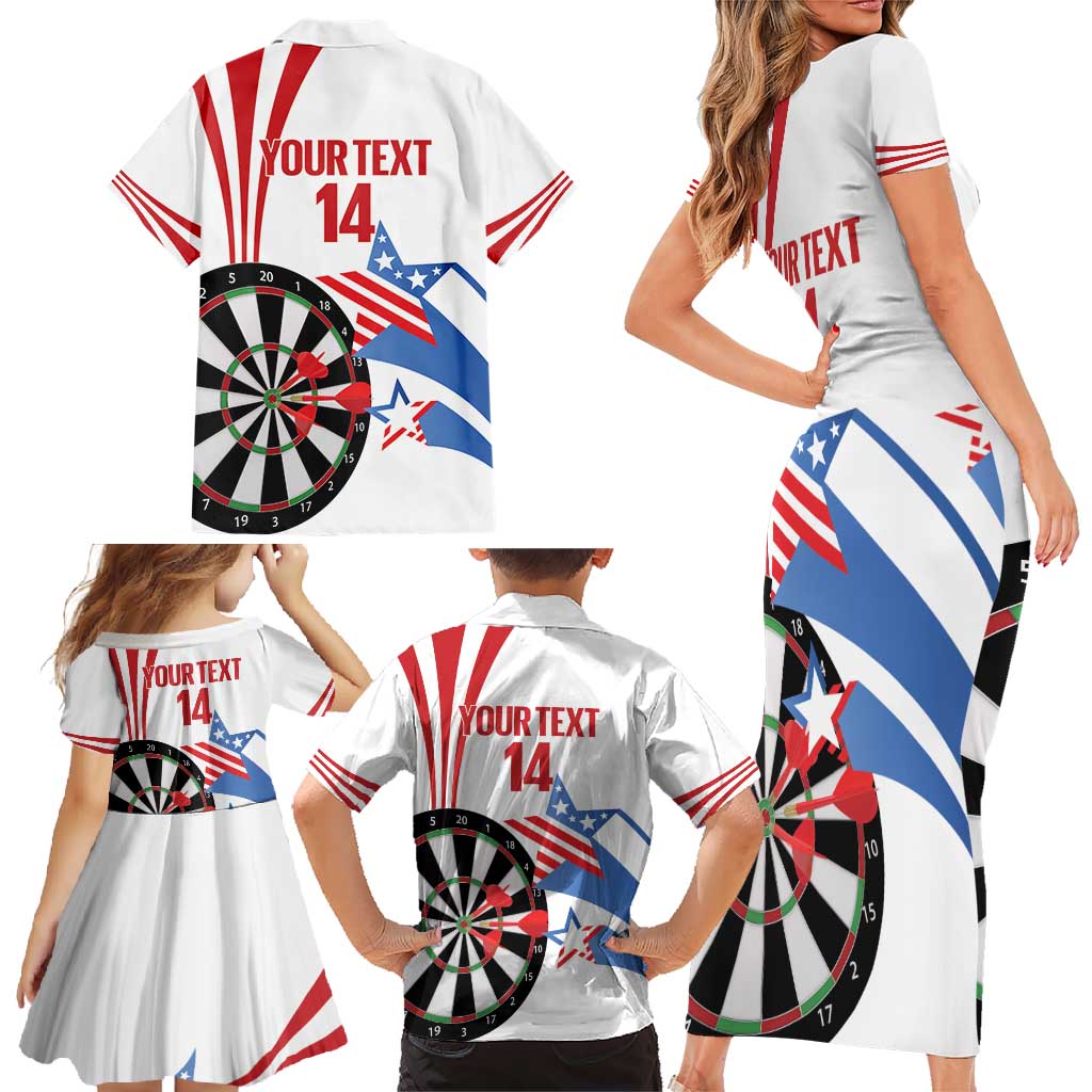 Custom United States Darts Family Matching Short Sleeve Bodycon Dress and Hawaiian Shirt USA Go Champions