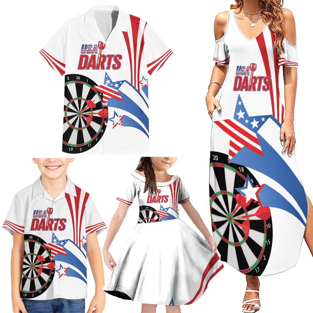 Custom United States Darts Family Matching Summer Maxi Dress and Hawaiian Shirt USA Go Champions