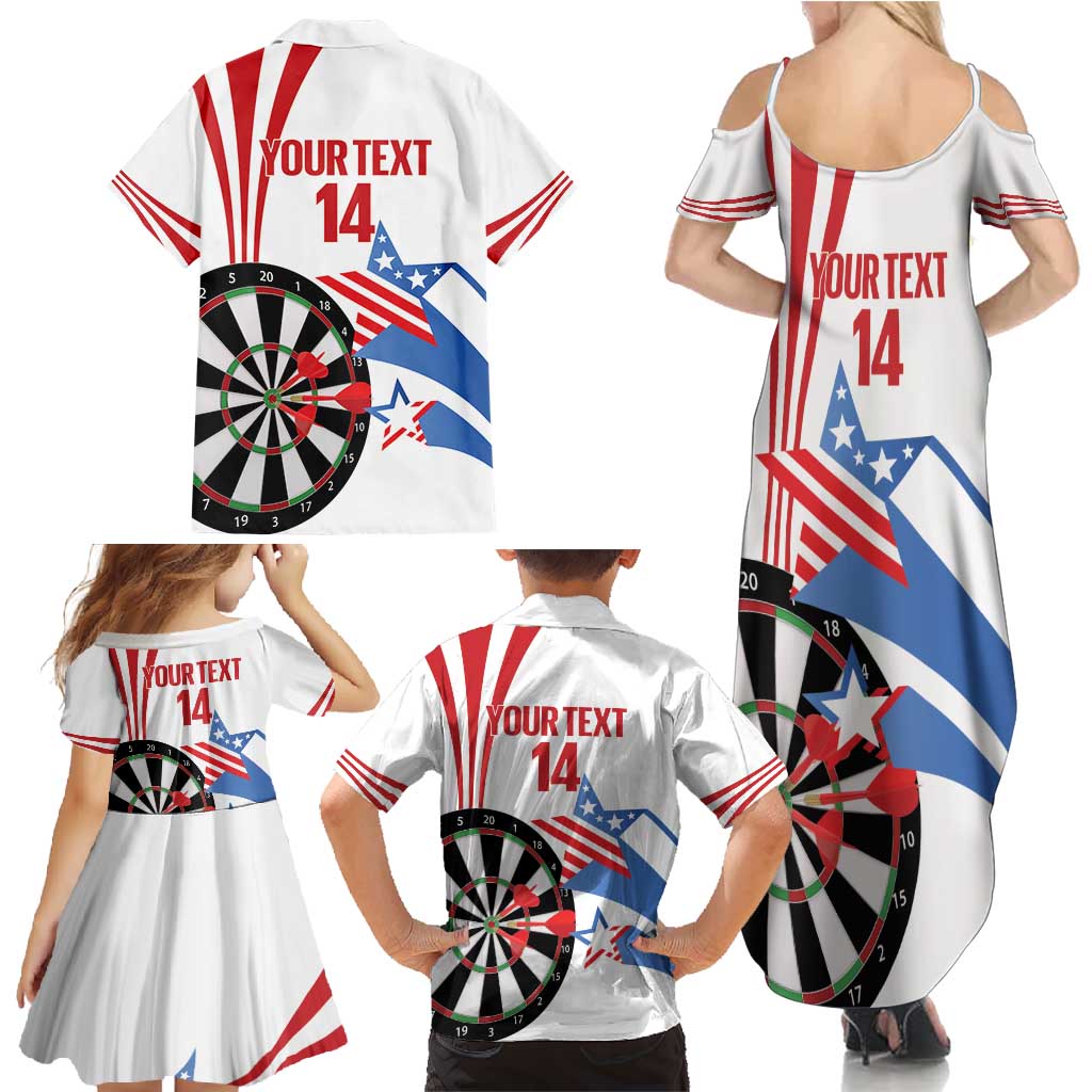 Custom United States Darts Family Matching Summer Maxi Dress and Hawaiian Shirt USA Go Champions