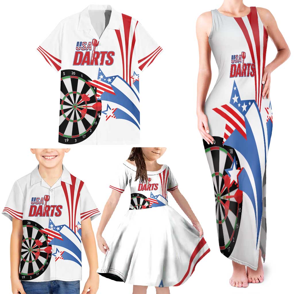 Custom United States Darts Family Matching Tank Maxi Dress and Hawaiian Shirt USA Go Champions